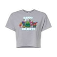 thumbnail image 1 of Trolls - Happy Holidays Branch and Friends - Juniors Cropped Cotton Blend T-Shirt, 1 of 5