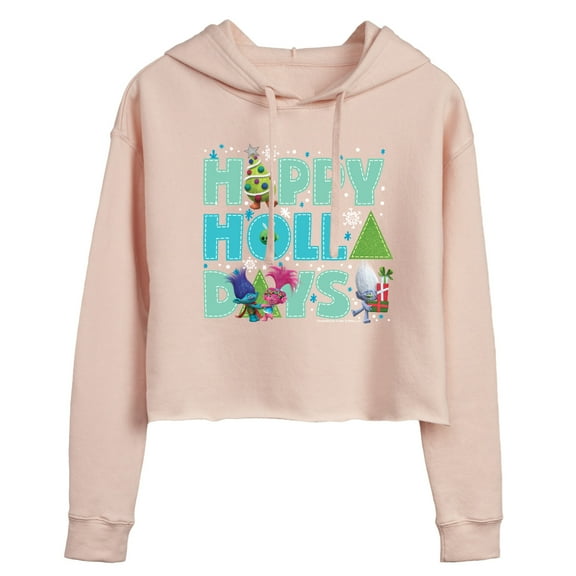 Trolls - Happy Holla Days Branch and Poppy - Juniors Cropped Pullover Hoodie