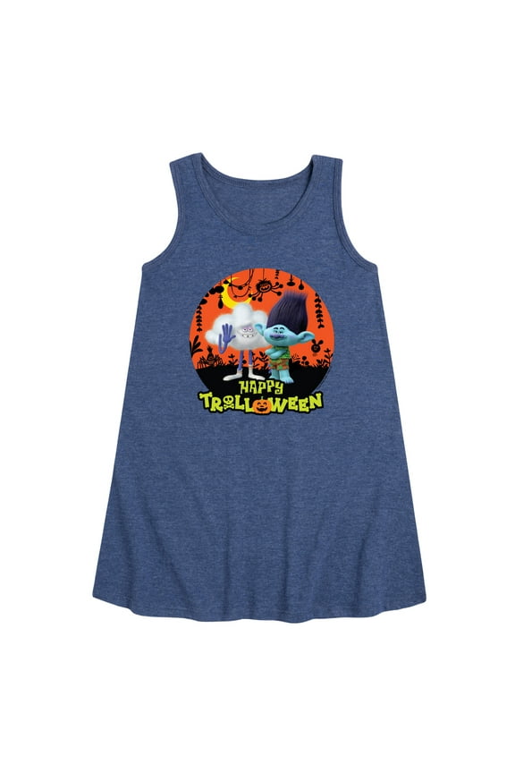 - Happy Trolloween Branch and Cloud Guy - Toddler & Youth Girls A-line Dress