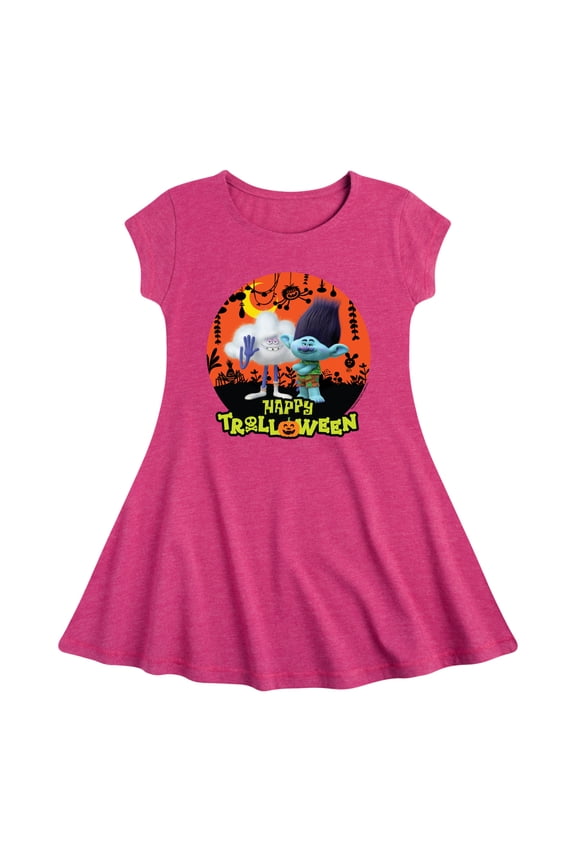 - Happy Trolloween Branch and Cloud Guy - Toddler & Youth Girls Fit & Flare Dress