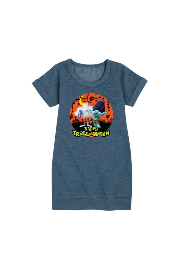 - Happy Trolloween Branch and Cloud Guy - Toddler & Youth Girls Fleece Dress