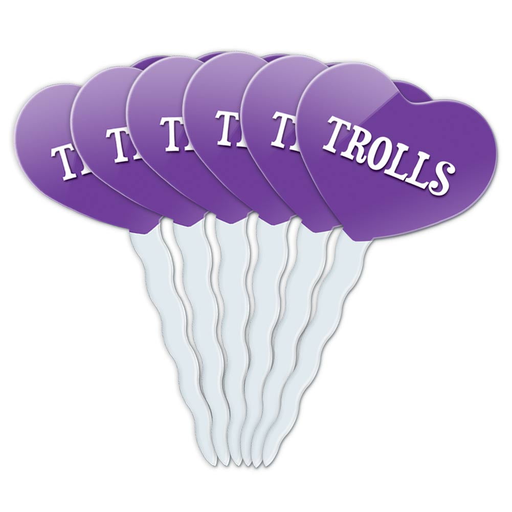Trolls Heart Love Cupcake Picks Toppers - Set of 6
