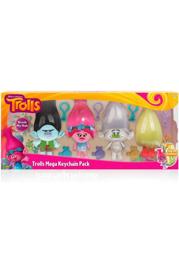 Trolls Keychain Clip 4 Pack