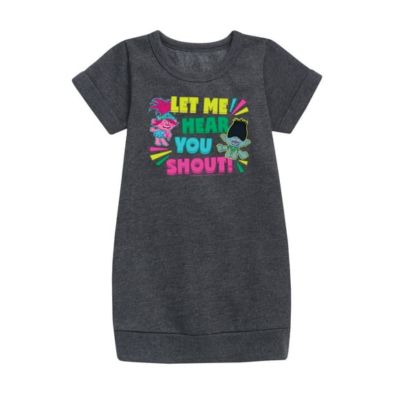 Trolls - Let Me Hear You Shout Poppy and Branch - Toddler & Youth Girls Fleece Dress