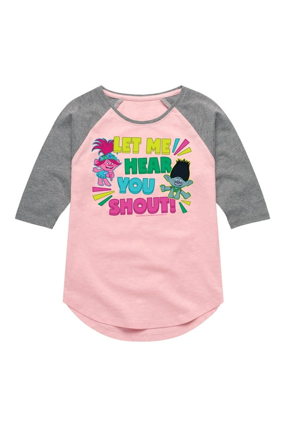 - Let Me Hear You Shout Poppy and Branch - Toddler & Youth Girls Raglan Graphic T-Shirt