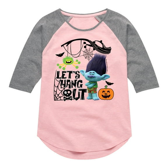 Trolls - Lets Hang Out Branch - Toddler & Youth Girls Raglan Graphic T-Shirt