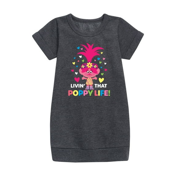 Trolls - Livin That Poppy Life - Toddler & Youth Girls Fleece Dress