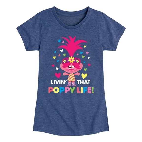 Trolls - Livin That Poppy Life - Toddler & Youth Girls Short Sleeve Graphic T-Shirt