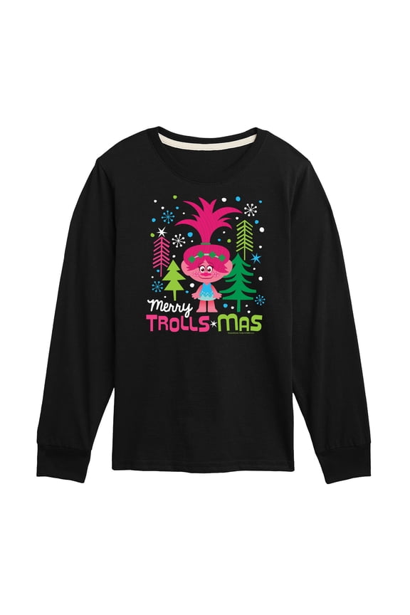 - Merry Trollsmas Poppy - Toddler & Youth Long Sleeve Graphic T-Shirt