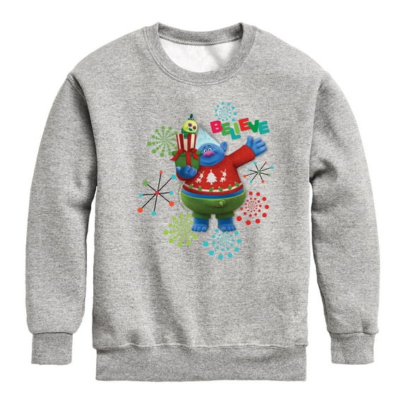 Trolls Movie - Christmas - Believe - Biggie - Toddler And Youth Crewneck Fleece Sweatshirt