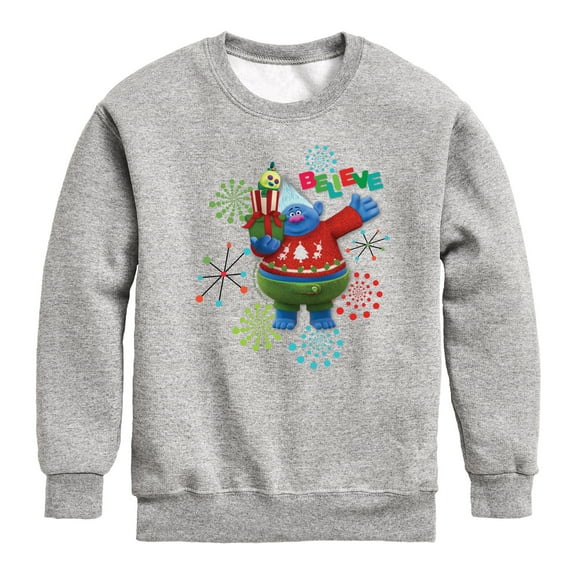 Trolls Movie - Christmas - Believe - Biggie - Toddler And Youth Crewneck Fleece Sweatshirt