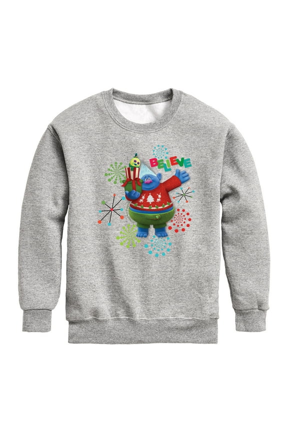Trolls Movie - Christmas - Believe - Biggie - Toddler And Youth Crewneck Fleece Sweatshirt
