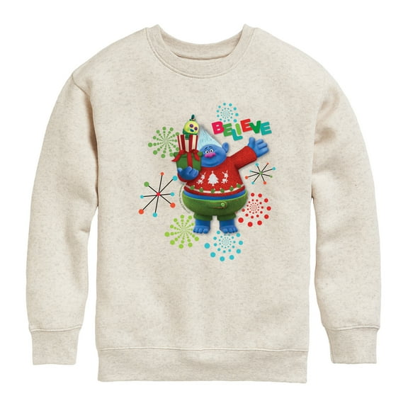 Trolls Movie - Christmas - Believe - Biggie - Toddler And Youth Crewneck Fleece Sweatshirt