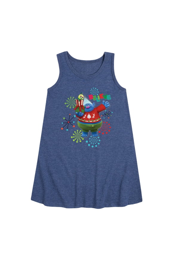 Trolls Movie - Christmas - Believe - Biggie - Toddler and Youth Girls A-line Dress
