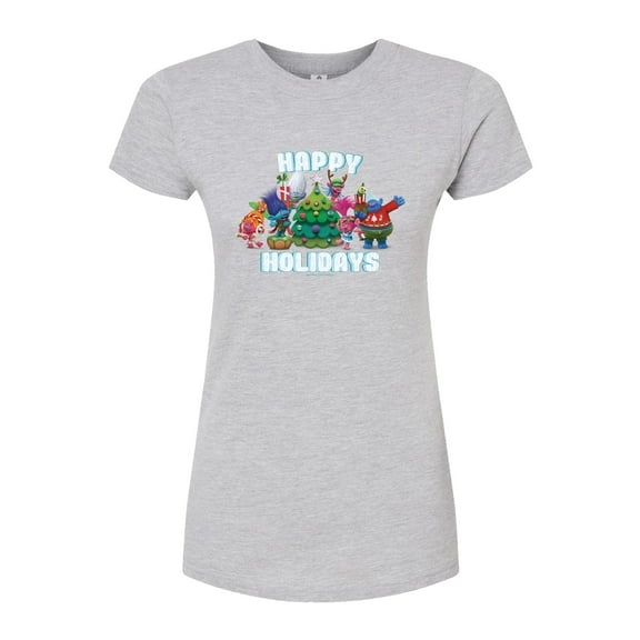 Trolls Movie - Christmas - Happy Holidays - Poppy, Biggie, & More - Juniors Fitted Graphic T-Shirt