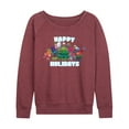 thumbnail image 1 of Trolls Movie - Christmas - Happy Holidays - Poppy, Biggie, & More - Women's Lightweight French Terry Long Sleeve Shirt, 1 of 4