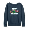 thumbnail image 1 of Trolls Movie - Christmas - Happy Holidays - Poppy, Biggie, & More - Women's Lightweight French Terry Long Sleeve Shirt, 1 of 4
