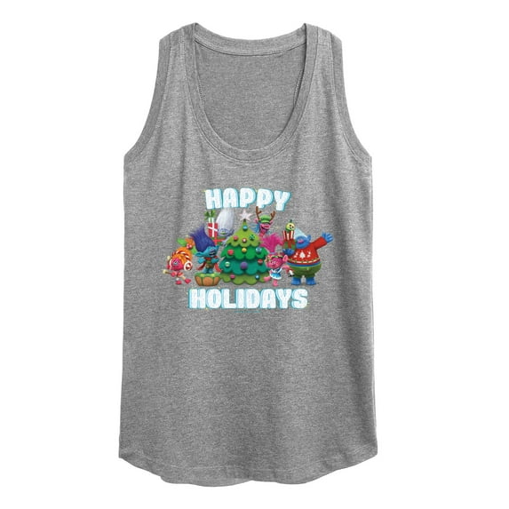 Trolls Movie - Christmas - Happy Holidays - Poppy, Biggie, & More - Women's Racerback Tank Top