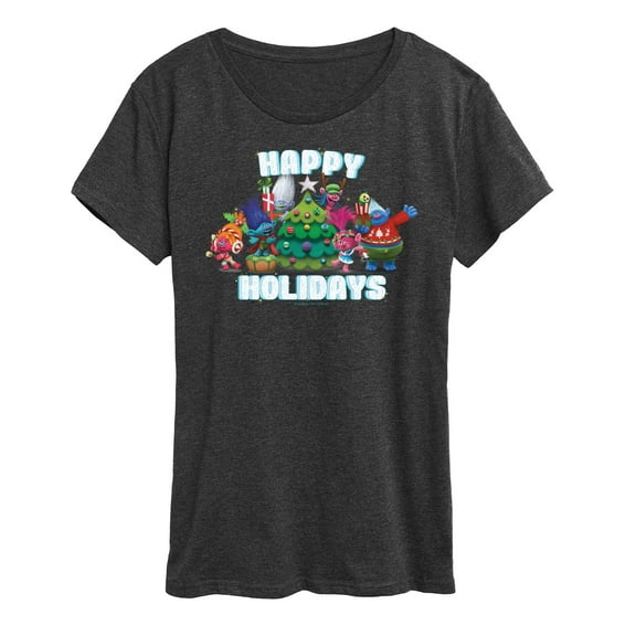 Trolls Movie - Christmas - Happy Holidays - Poppy, Biggie, & More - Women's Short Sleeve Graphic T-Shirt