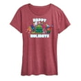thumbnail image 1 of Trolls Movie - Christmas - Happy Holidays - Poppy, Biggie, & More - Women's Short Sleeve Graphic T-Shirt, 1 of 4