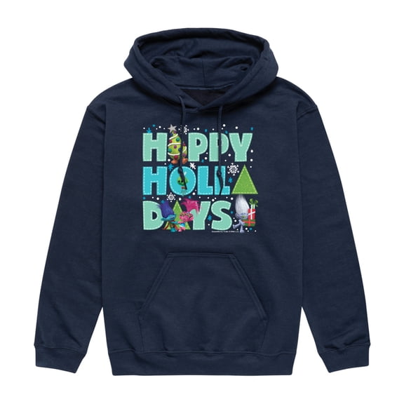Trolls Movie - Christmas - Happy Holla Days - Poppy, Branch, & Guy Diamond - Men's Pullover Hooded Fleece Sweatshirt