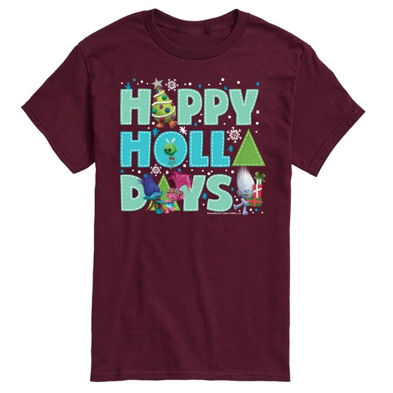 Trolls Movie - Christmas - Happy Holla Days - Poppy, Branch, & Guy Diamond - Men's Short Sleeve Graphic T-Shirt