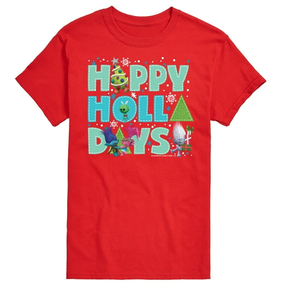 Trolls Movie - Christmas - Happy Holla Days - Poppy, Branch, & Guy Diamond - Men's Short Sleeve Graphic T-Shirt