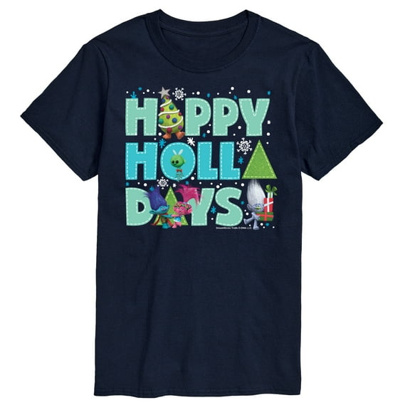 Trolls Movie - Christmas - Happy Holla Days - Poppy, Branch, & Guy Diamond - Men's Short Sleeve Graphic T-Shirt