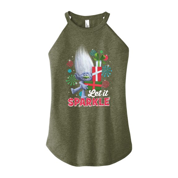 Trolls Movie - Christmas - Let It Sparkle - Guy Diamond - Juniors High Neck Tank Top