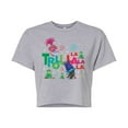thumbnail image 1 of Trolls Movie - Christmas - Troll La La La La - Poppy & Branch - Juniors Cropped Cotton Blend T-Shirt, 1 of 5