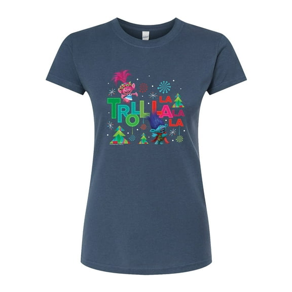 Trolls Movie - Christmas - Troll La La La La - Poppy & Branch - Juniors Fitted Graphic T-Shirt