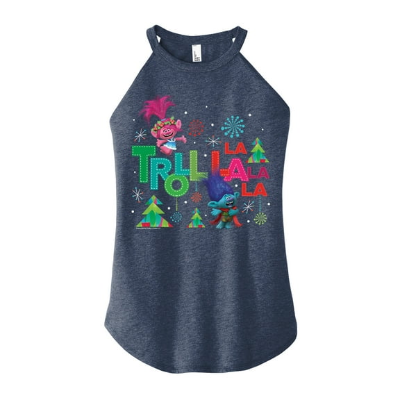Trolls Movie - Christmas - Troll La La La La - Poppy & Branch - Juniors High Neck Tank Top