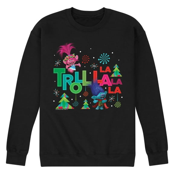 Trolls Movie - Christmas - Troll La La La La - Poppy & Branch - Men's Crew Neck Fleece Pullover