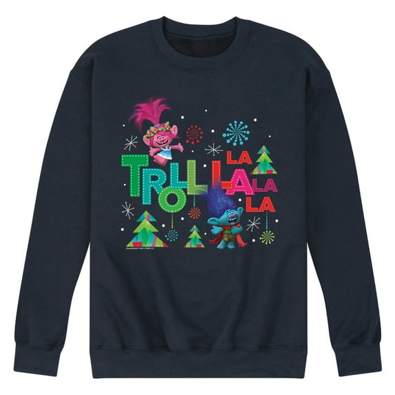 Trolls Movie - Christmas - Troll La La La La - Poppy & Branch - Men's Crew Neck Fleece Pullover