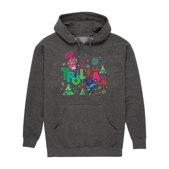 Trolls Movie - Christmas - Troll La La La La - Poppy & Branch - Men's Pullover Hooded Fleece Sweatshirt