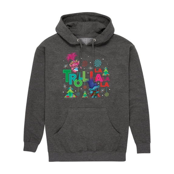 Trolls Movie - Christmas - Troll La La La La - Poppy & Branch - Men's Pullover Hooded Fleece Sweatshirt