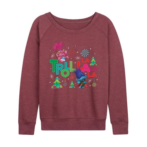 Trolls Movie - Christmas - Troll La La La La - Poppy & Branch - Women's Lightweight French Terry Long Sleeve Shirt