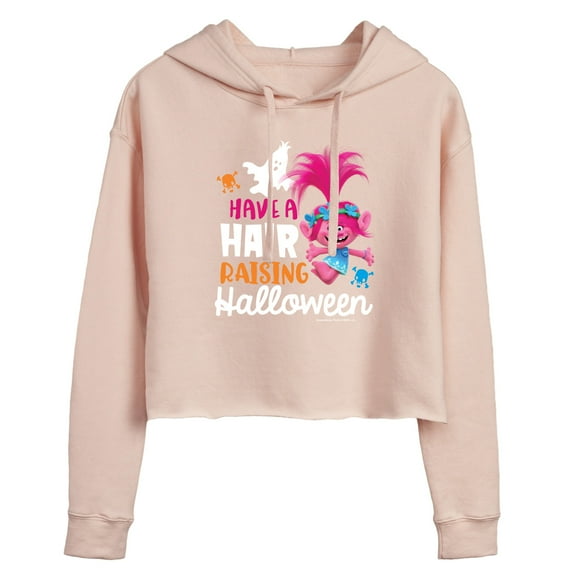 Trolls Movie - Halloween - Have a Hair Raising Halloween - Poppy - Juniors Cropped Pullover Hoodie