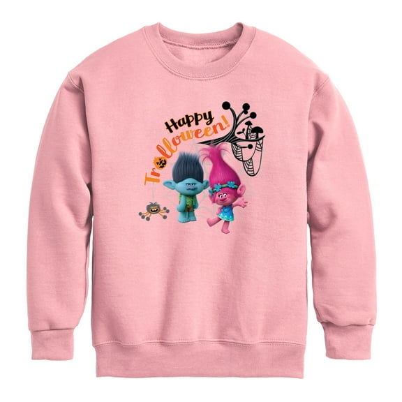 Trolls Movie - Halloween - Poppy & Branch - Happy Trolloween - Toddler And Youth Crewneck Fleece Sweatshirt