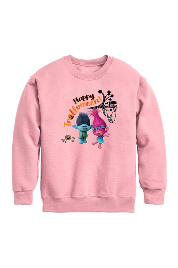 Trolls Movie - Halloween - Poppy & Branch - Happy Trolloween - Toddler And Youth Crewneck Fleece Sweatshirt