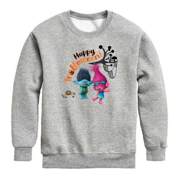 Trolls Movie - Halloween - Poppy & Branch - Happy Trolloween - Toddler And Youth Crewneck Fleece Sweatshirt