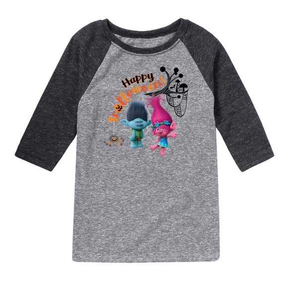 Trolls Movie - Halloween - Poppy & Branch - Happy Trolloween - Toddler And Youth Raglan Graphic T-Shirt