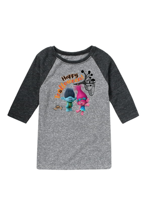 Trolls Movie - Halloween - Poppy & Branch - Happy Trolloween - Toddler And Youth Raglan Graphic T-Shirt
