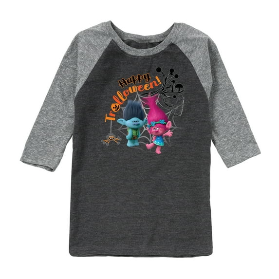 Trolls Movie - Halloween - Poppy & Branch - Happy Trolloween - Toddler And Youth Raglan Graphic T-Shirt
