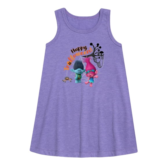 Trolls Movie - Halloween - Poppy & Branch - Happy Trolloween - Toddler and Youth Girls A-line Dress