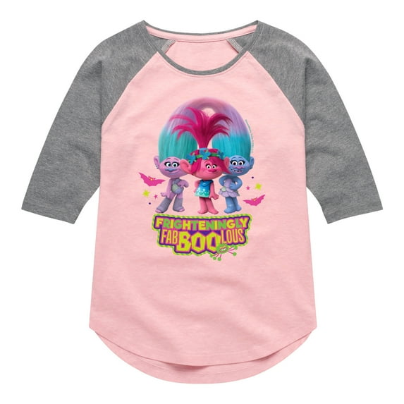 Trolls Movie - Halloween - Poppy, Satin, & Chenille - Frighteningly FabBooLous - Toddler And Youth Girls Raglan Graphic T-Shirt