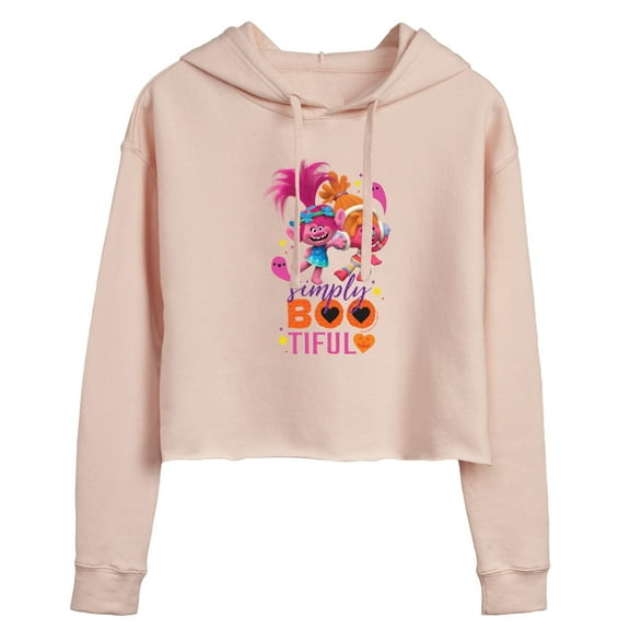 Trolls Movie - Halloween - Simply Bootiful - Poppy & DJ Suki - Juniors Cropped Pullover Hoodie