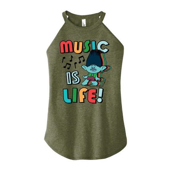 Trolls - Music Is Life - Juniors High Neck Tank Top