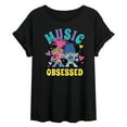 thumbnail image 1 of Trolls - Music Obsessed Poppy and Branch - Women's Oversized T-Shirt, 1 of 5