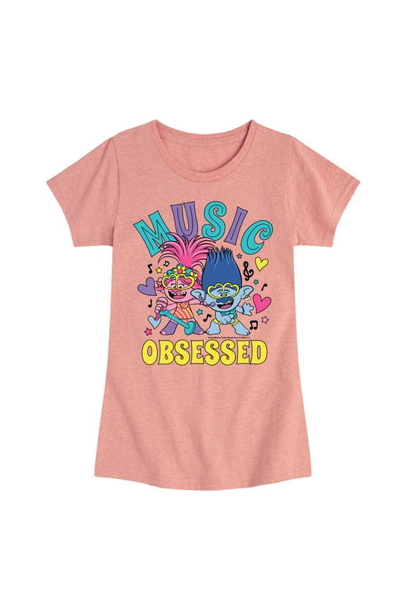 - Music Obsessed Poppy and Branch - Toddler & Youth Girls Short Sleeve Graphic T-Shirt
